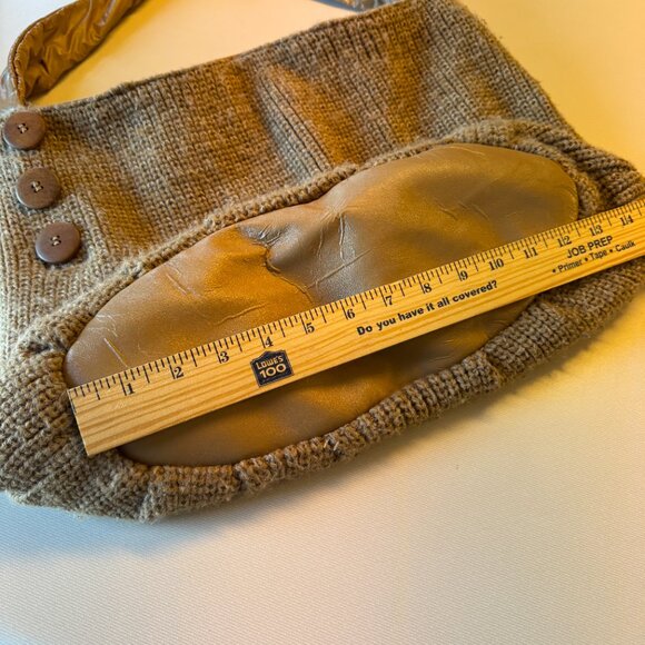 Aldo Hobo Purse Brown Knit Faux Crinkle Leather Shoulder Strap Boho - Picture 9 of 12